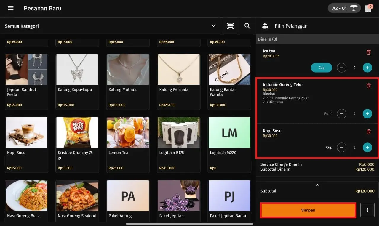 Cara cetak label perubahan pesanan